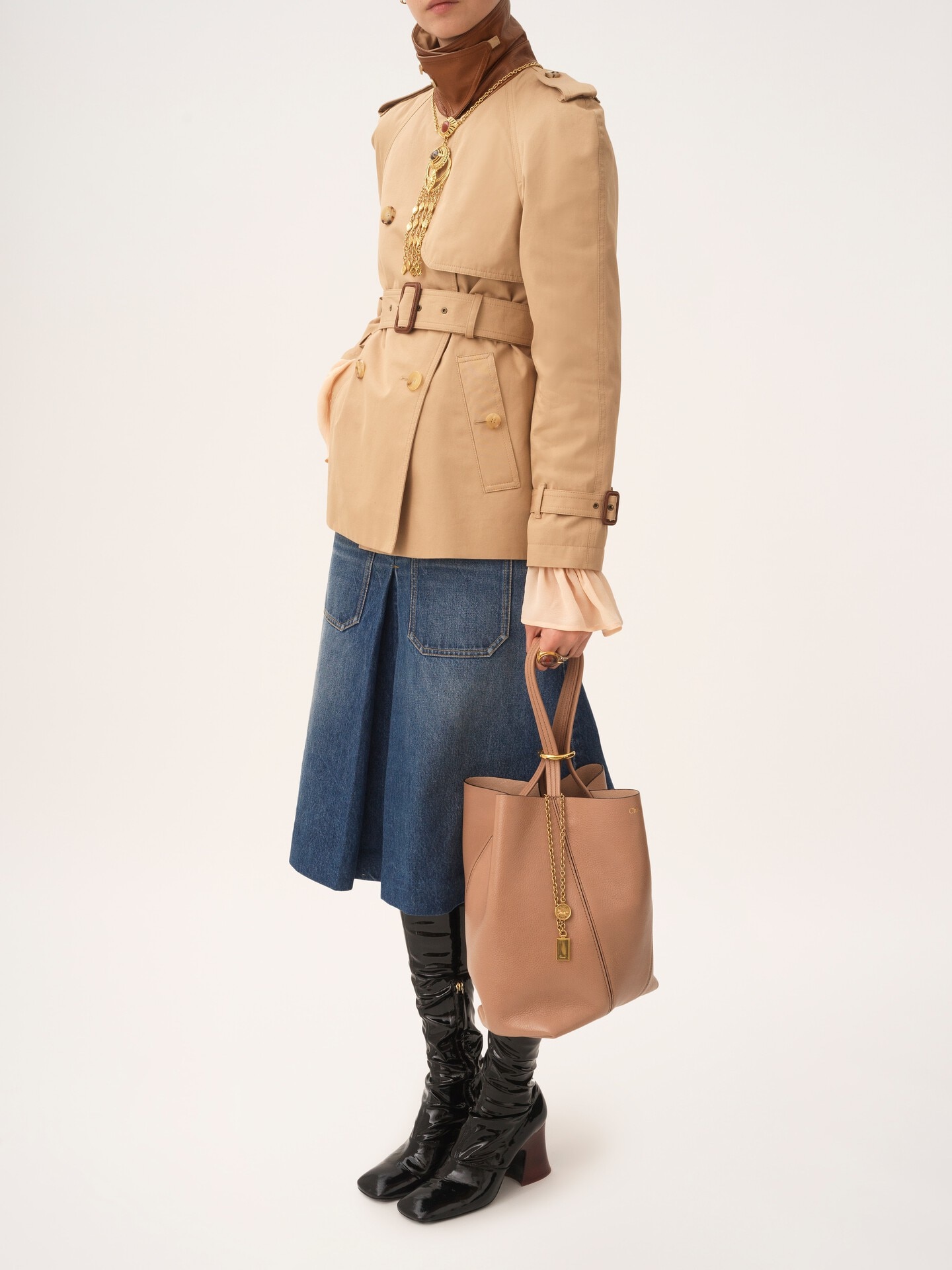 Chlo&eacute; Spin tote bag in grained leather - 7.0