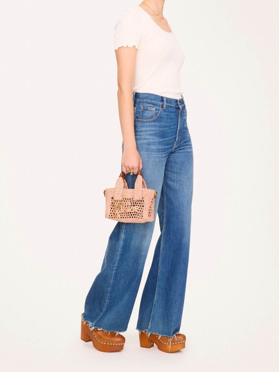 Mini Summer Banana east-west tote bag in raffia - 7
