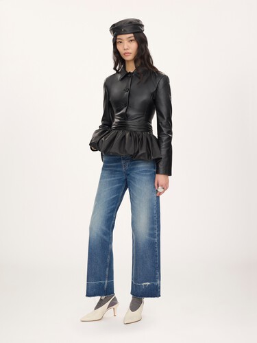 Fitted tailored jacket in leather - 3