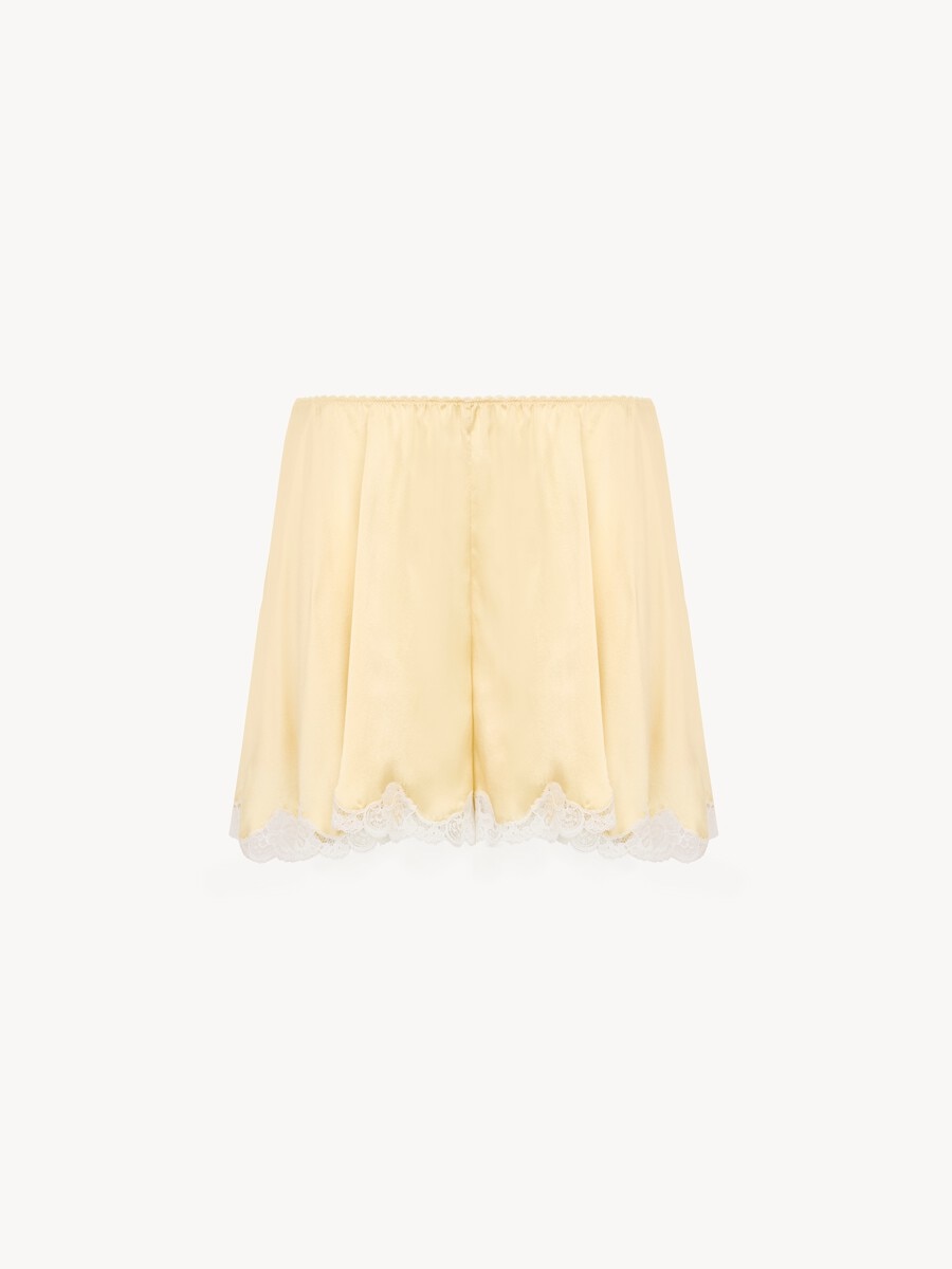 Fluid shorts in washed silk satin & lace - 2