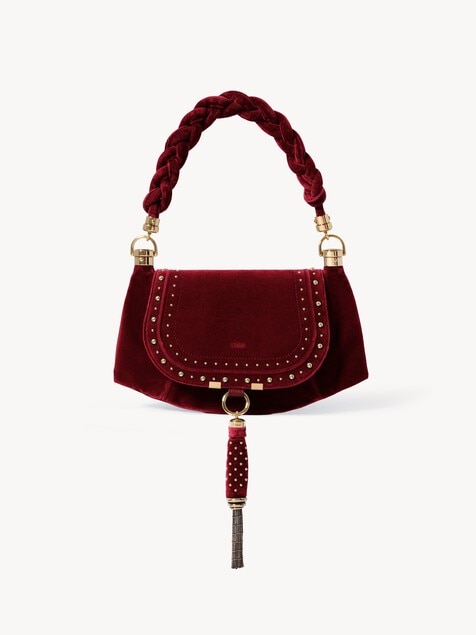 Small Marcie Foulard hobo bag in velvet with studs