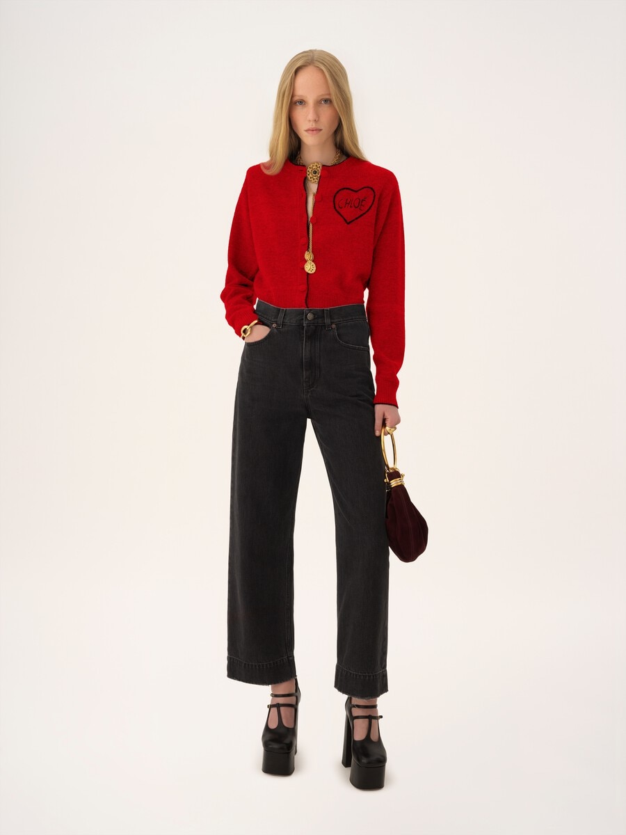 Fitted logo cardigan in a wool & cashmere knit - 3