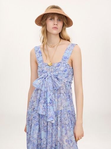 Tiered long dress in cotton voile - 4