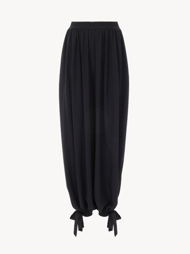Fluid pleated pants in cr&ecirc;pe de chine - 2