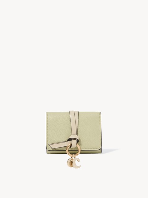 Mini Alphabet tri-fold in grained leather