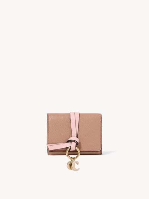 Mini Alphabet tri-fold in grained leather