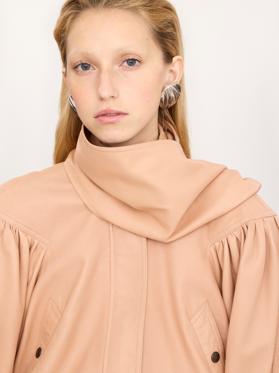 Cropped scarf jacket in leather - 6