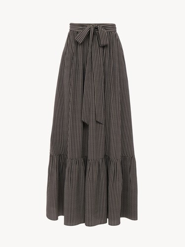 Gathered midi skirt in cr&ecirc;pe de chine - 1