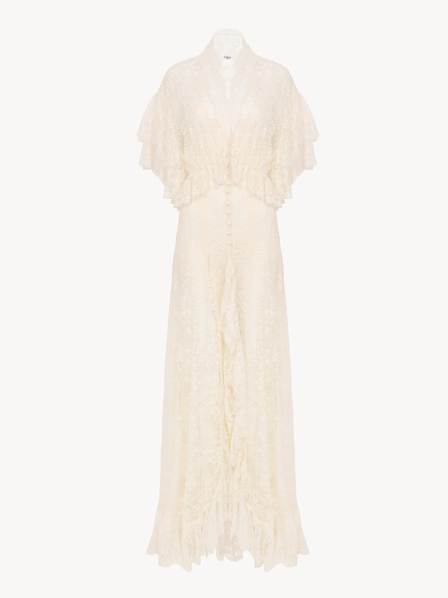 Robe longue &agrave; volants en dentelle - 2