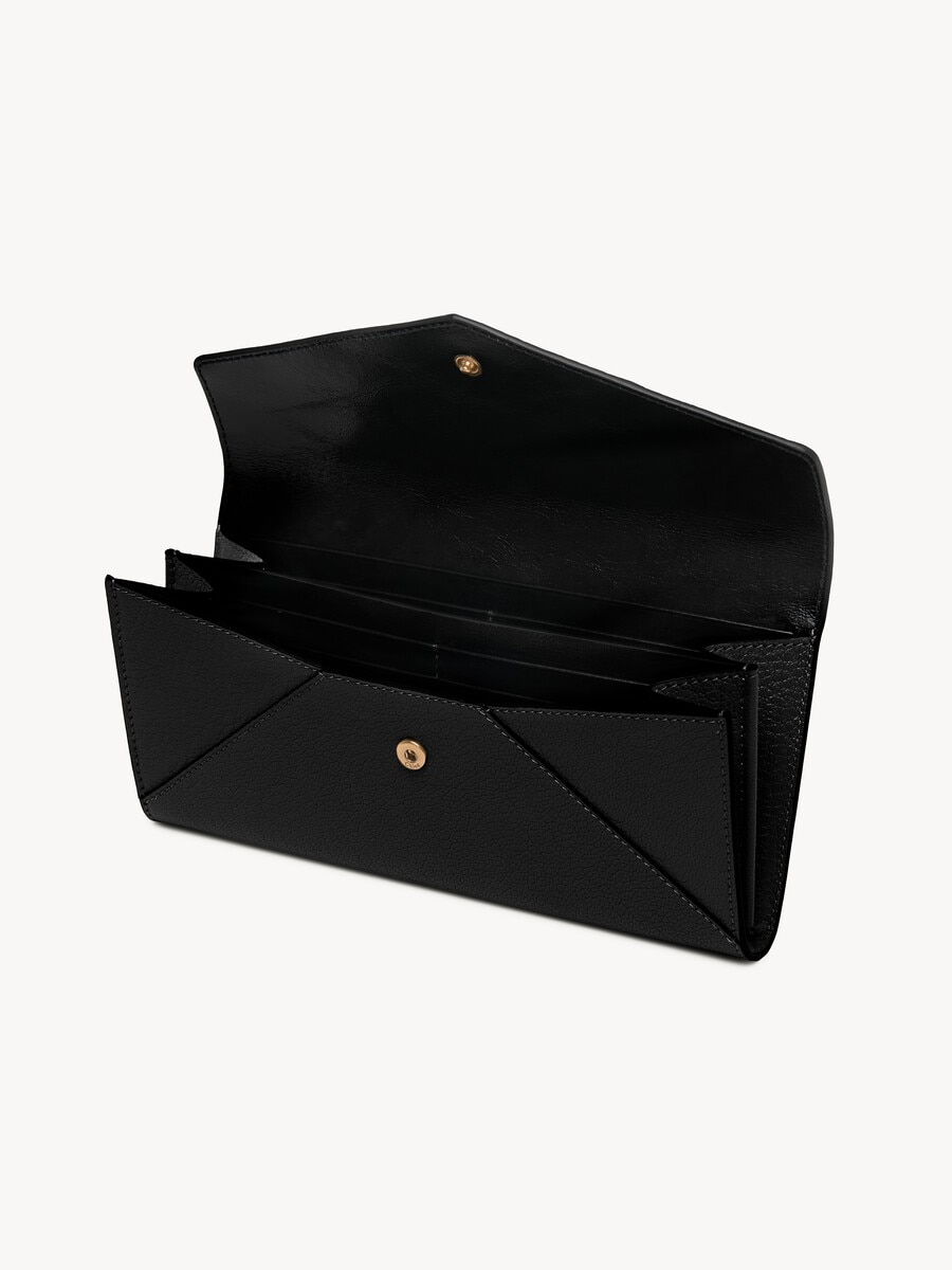 Envelope long wallet with flap in grained leather - 3