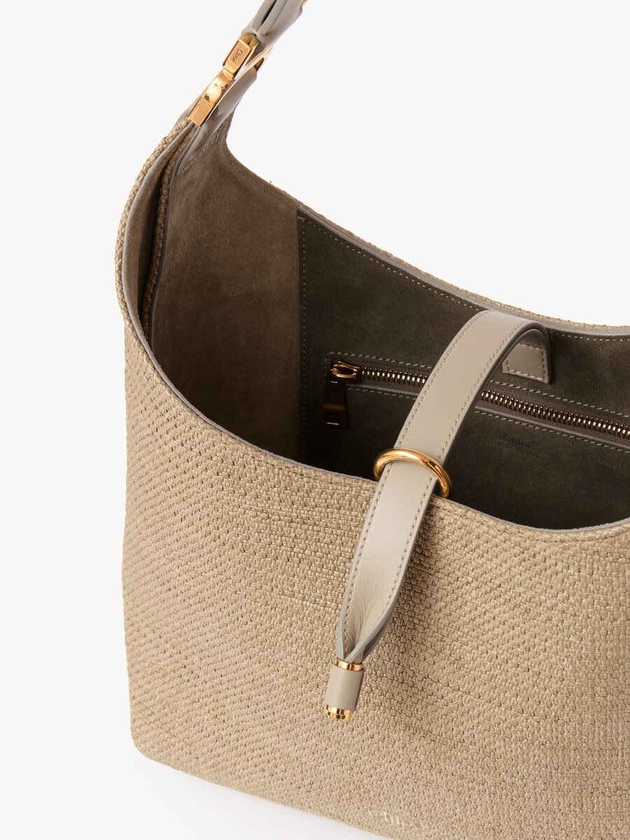 Small Marcie hobo bag in raffia-effect fibers - 4
