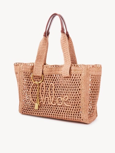Summer Banana east-west tote bag in raffia - 4