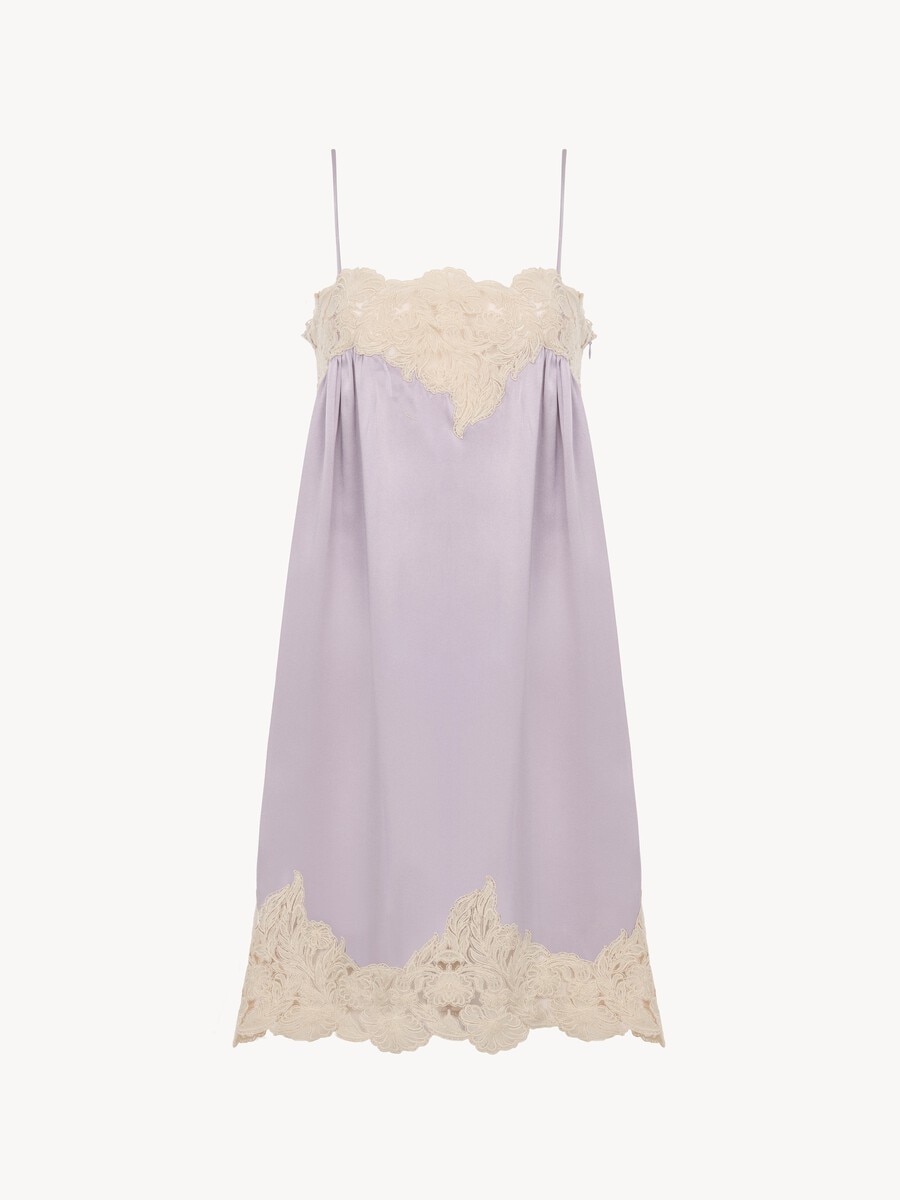 Thin-strap mini dress in washed silk satin - 2