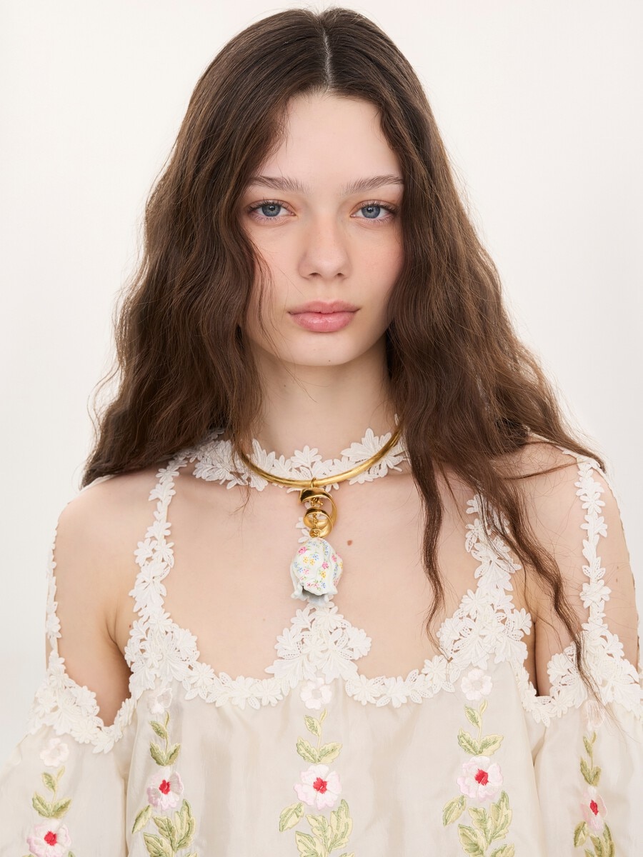 Cut-out cropped top in technical taffeta - 7