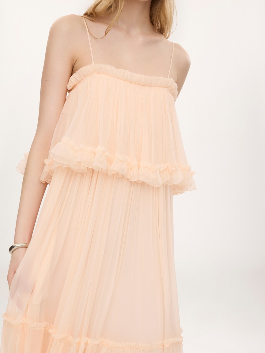 Thin-strap long dress in silk mousseline - 3