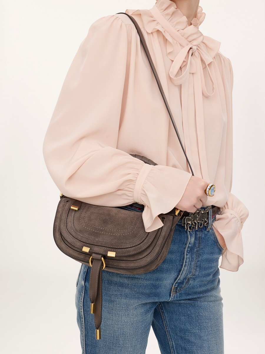 Mini Marcie shoulder bag in suede leather - 3