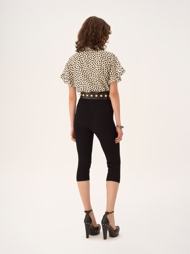 Short-sleeve ruffle top in cr&ecirc;pe de chine - 5