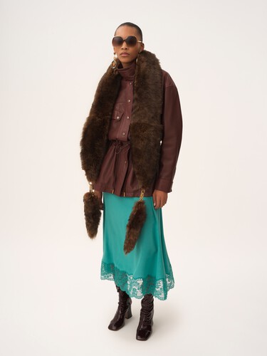 High-neck parka in leather - 3