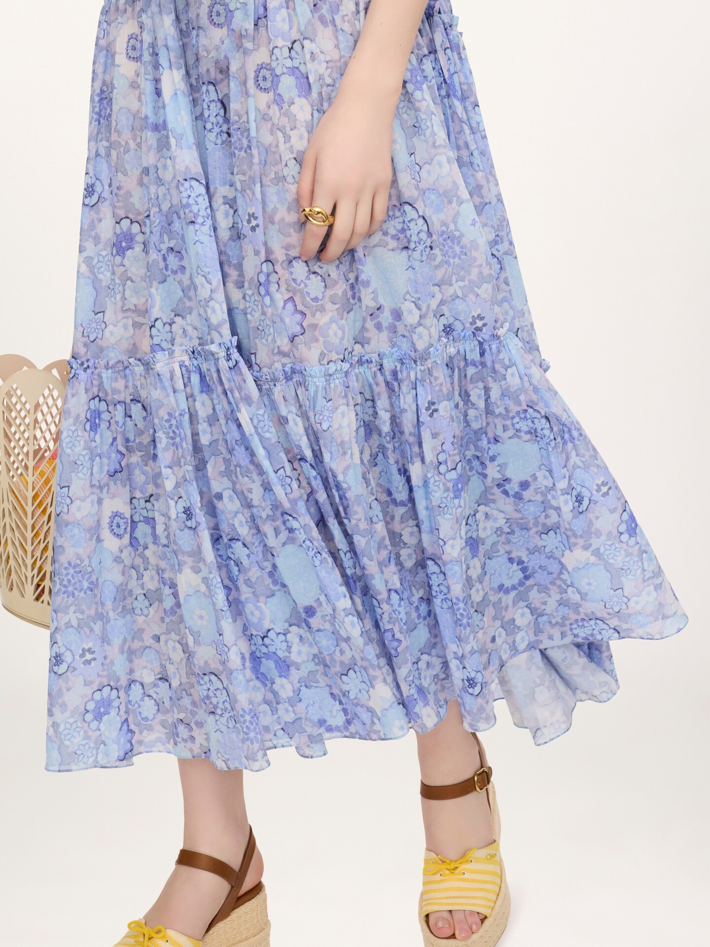 Tiered long dress in cotton voile - 6.0