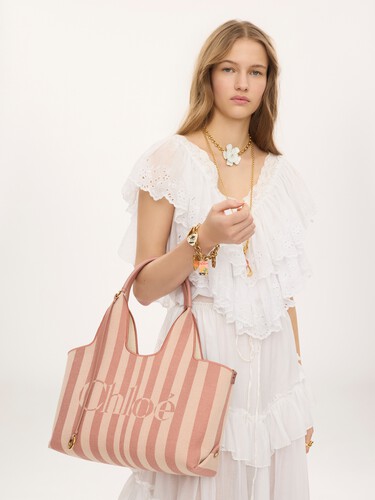 Chlo&eacute; Stripy east-west tote bag in jacquard - 3