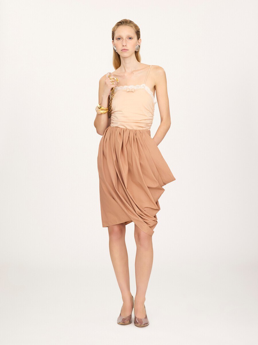 Knee-length wrap skirt in cotton poplin - 3