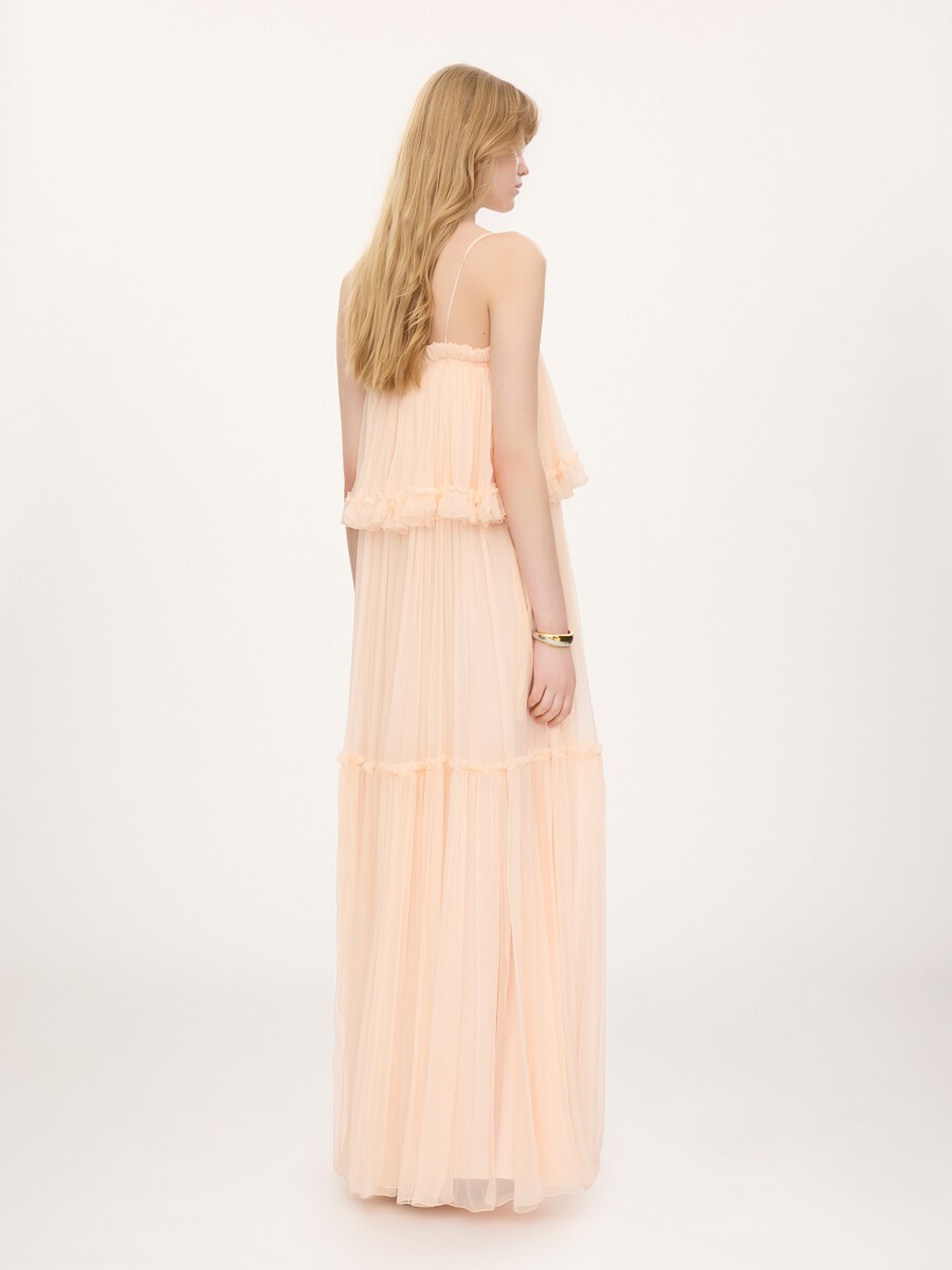 Thin-strap long dress in silk mousseline - 4
