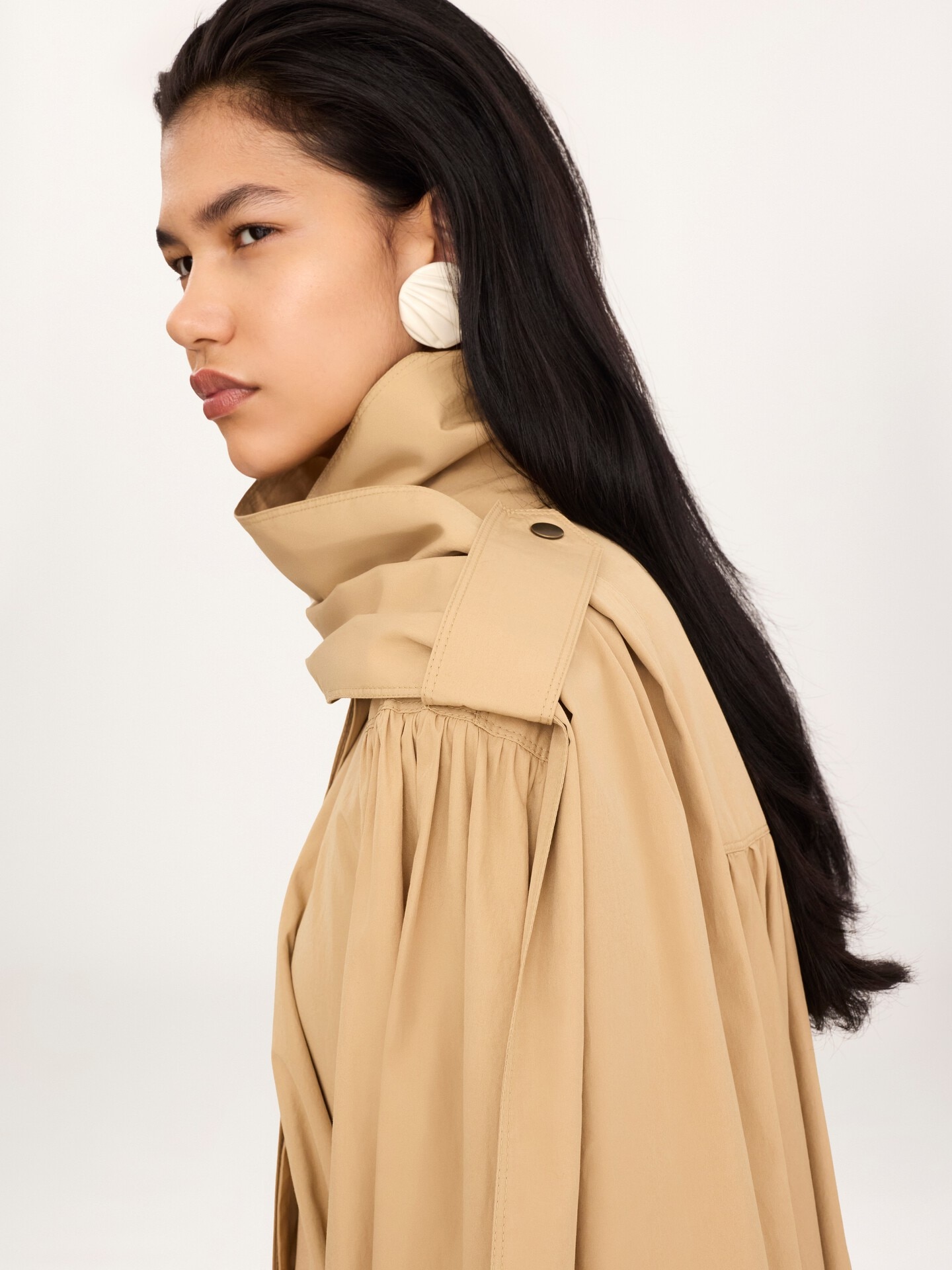 Trench col montant foulard en popeline de coton - 3.0