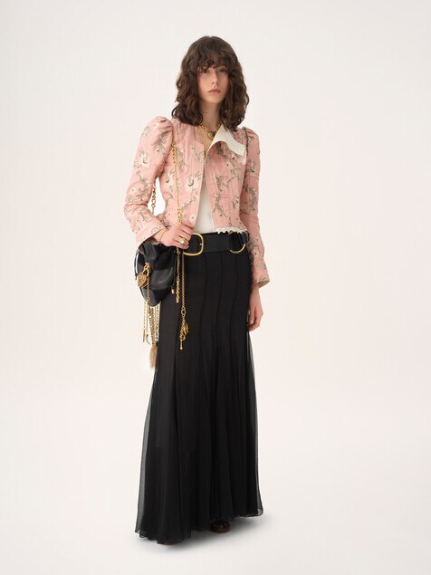 Fluid maxi skirt in silk mousseline 