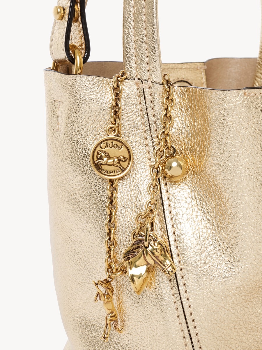 Small Chlo&eacute; Spin tote bag in metallized leather with horse charms - 9