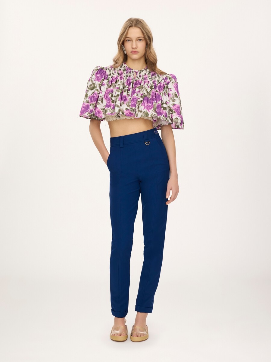 High-rise fitted pants in stretch tricotine - 3