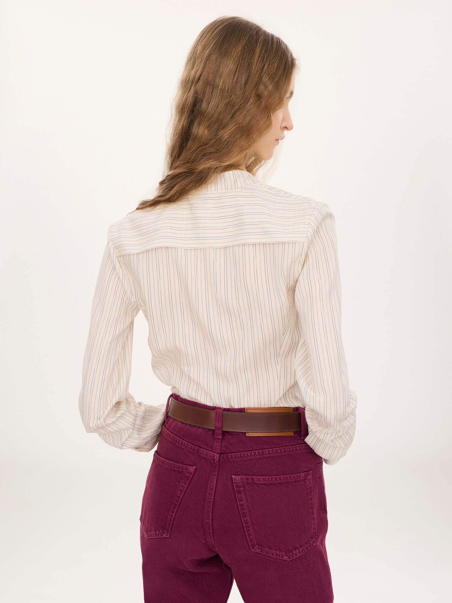 Fitted blouse in silk poplin - 4.0