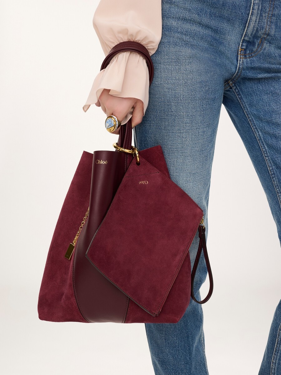 Chlo&eacute; Spin zipped pouch in suede & soft leather - 2