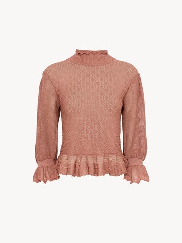Ruffled puff-sleeve sweater in a lurex knit - 2