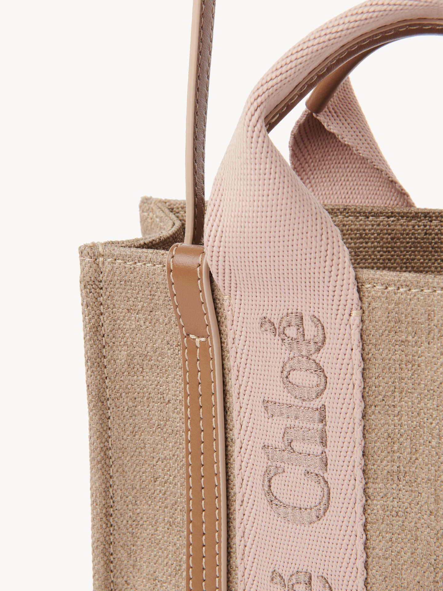 Mini Woody tote bag in linen - 6.0