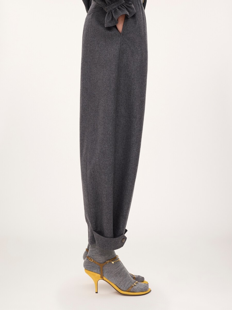 High-rise barrel pants in wool & cashmere flannel - 7