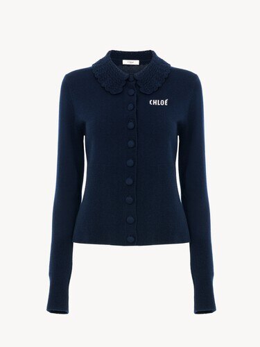 Fitted logo cardigan in a wool knit - 2