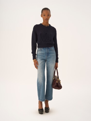 High-rise cropped jeans in denim - 3