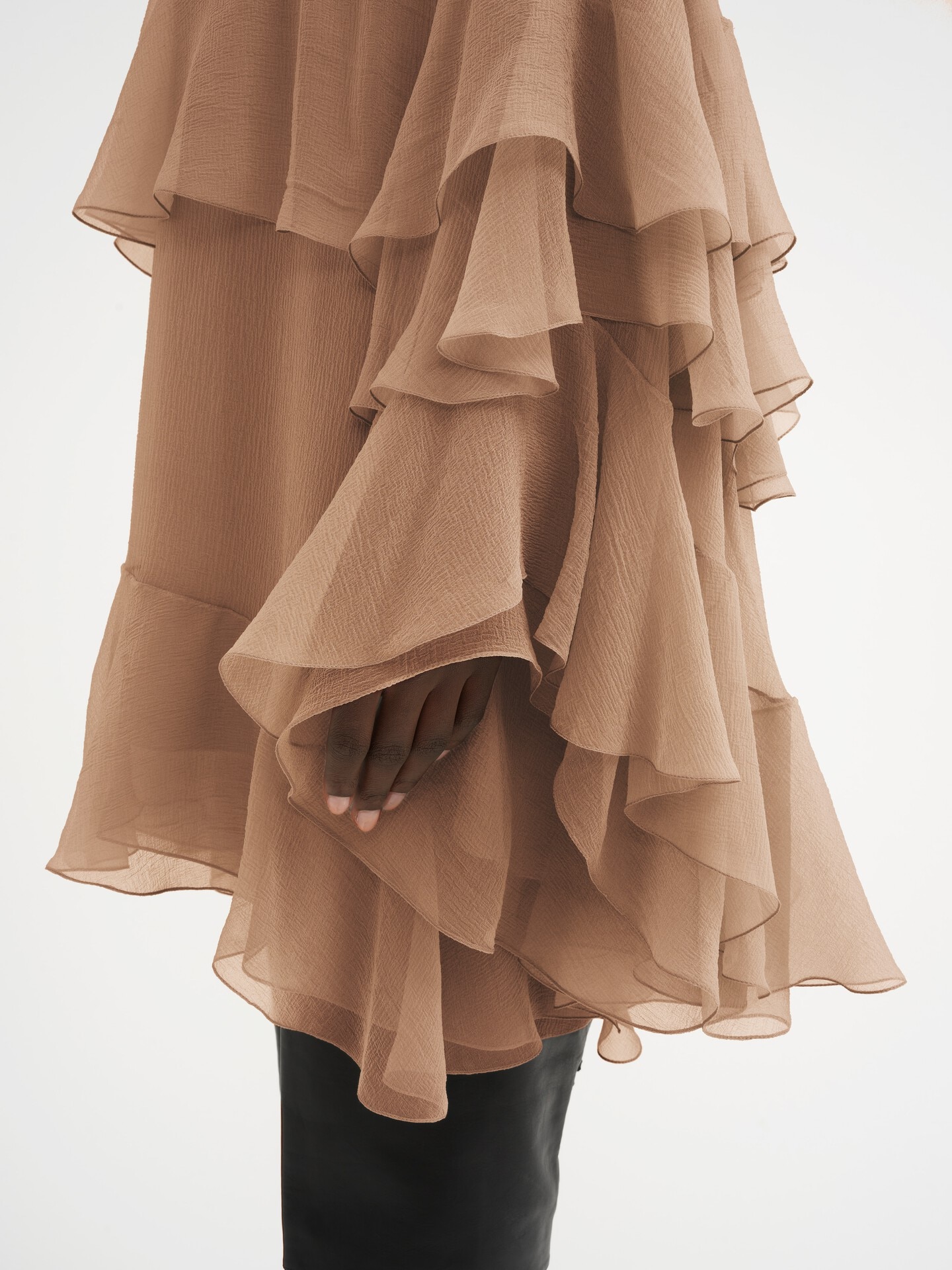 Mini ruffled dress in silk mousseline - 6.0