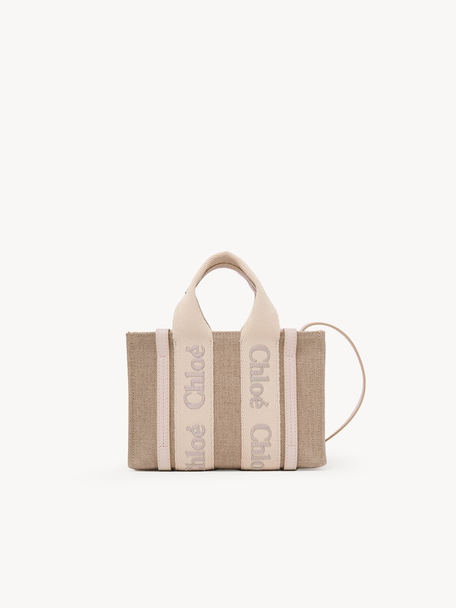 Minibolso tote Woody de lino y cuero - 2