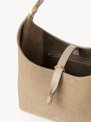 Small Marcie hobo bag in raffia-effect fibers - 5