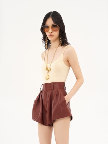 Thin-strap tank top in superfine wool knit  - 4