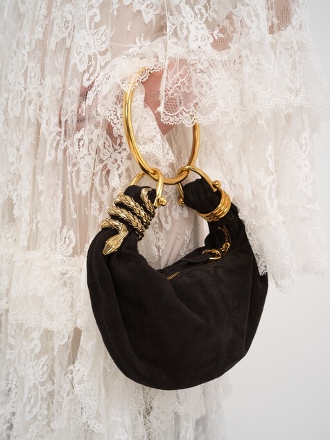 Small Snake Bracelet Hobo bag in suede leather