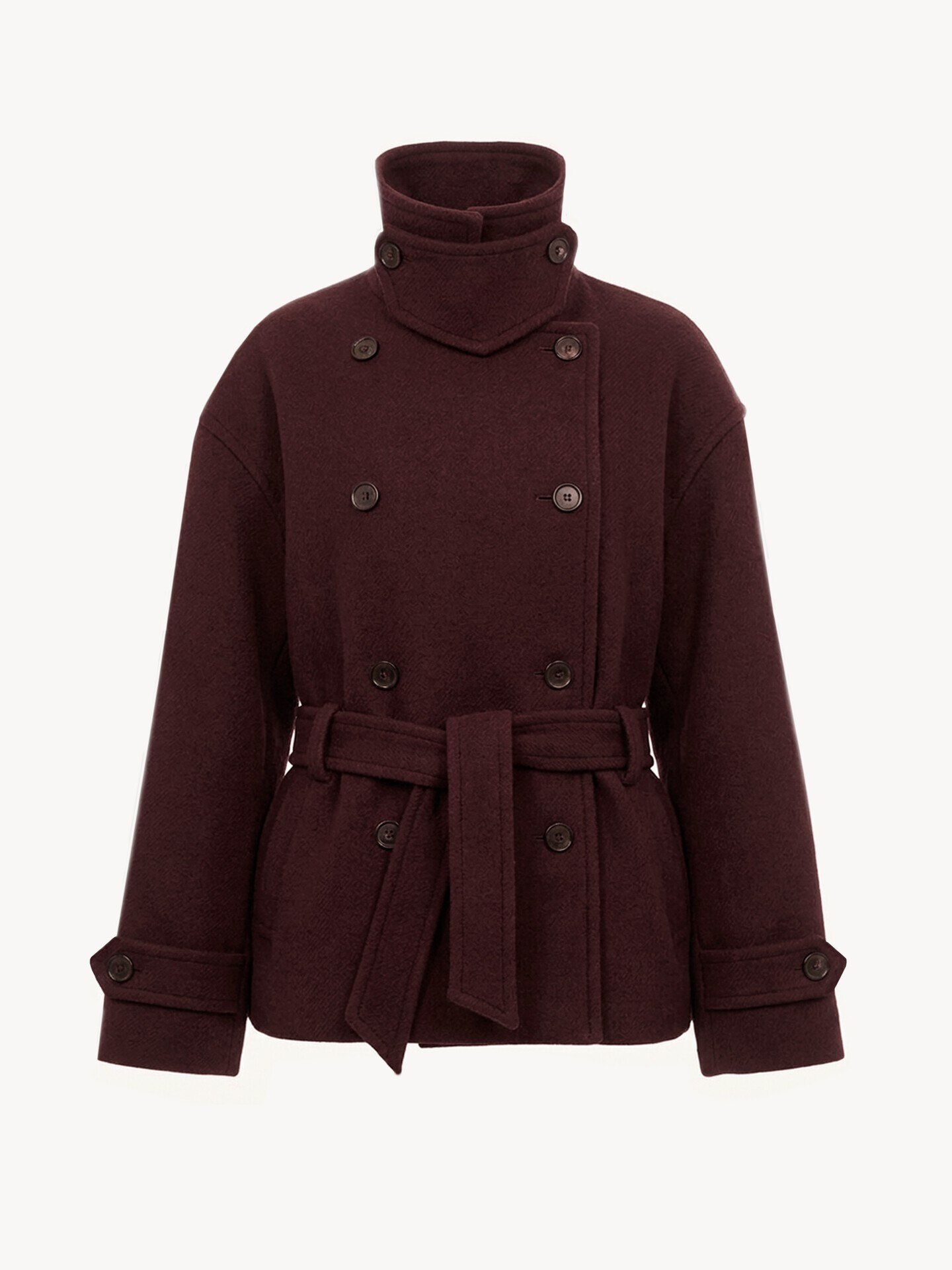Manteau court crois&eacute; en laine - 2.0