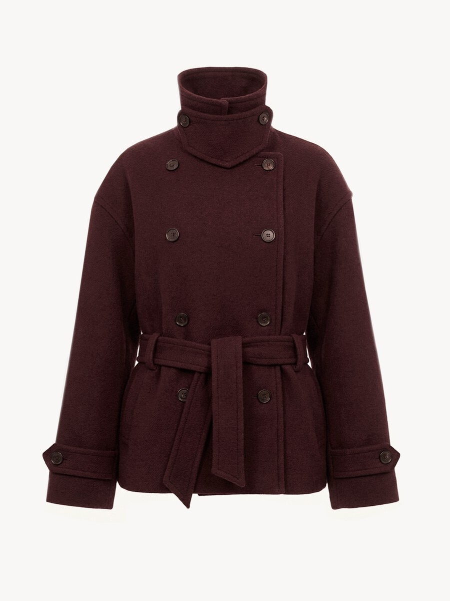 Manteau court crois&eacute; en laine - 2