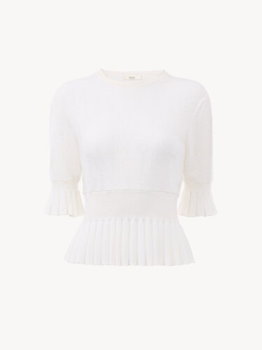 Cropped ruffle sweater in a wool knit - 2