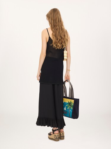 Thin-strap fitted logo mini dress in a cotton mesh knit - 5