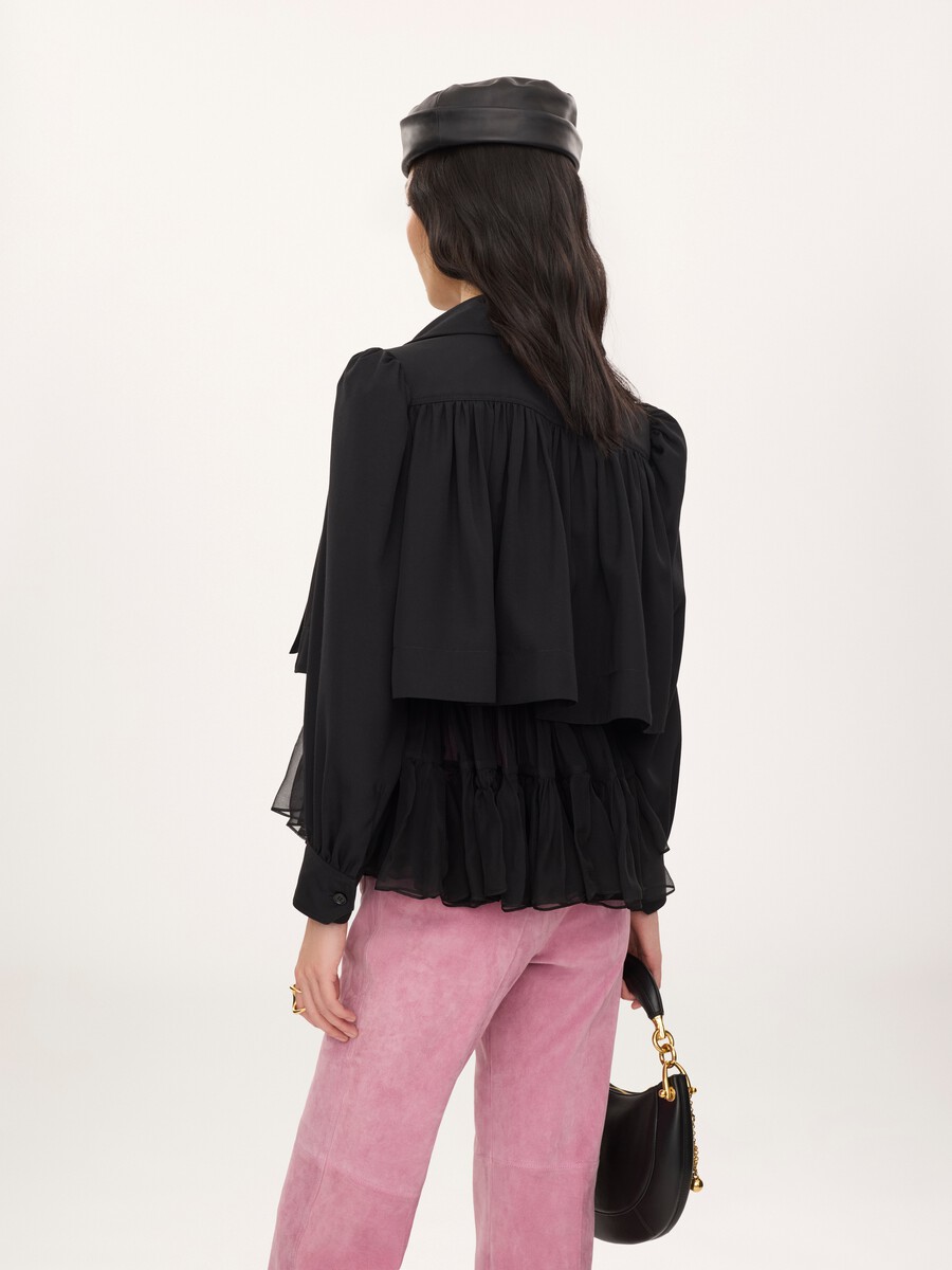 Gathered cropped jacket in washed viscose faille - 6