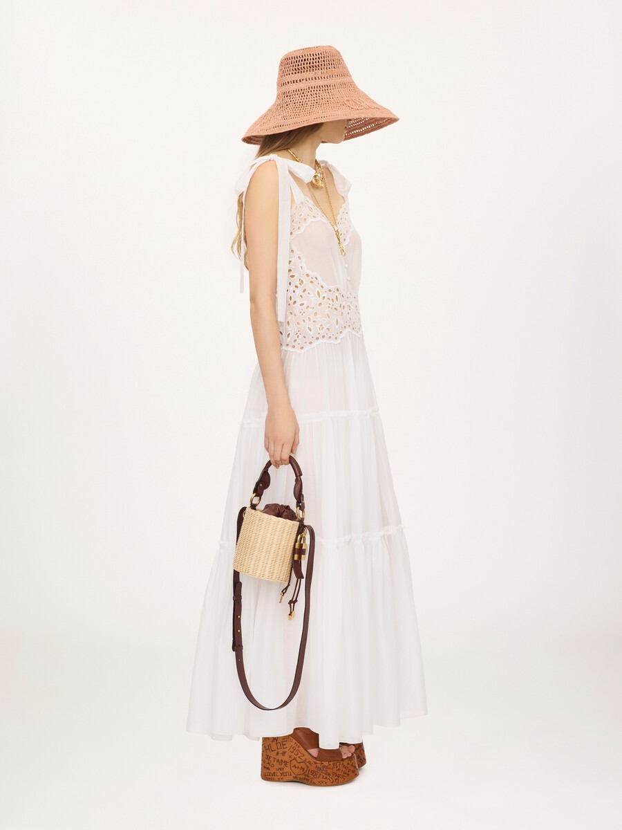 Tiered long dress in cotton voile - 8