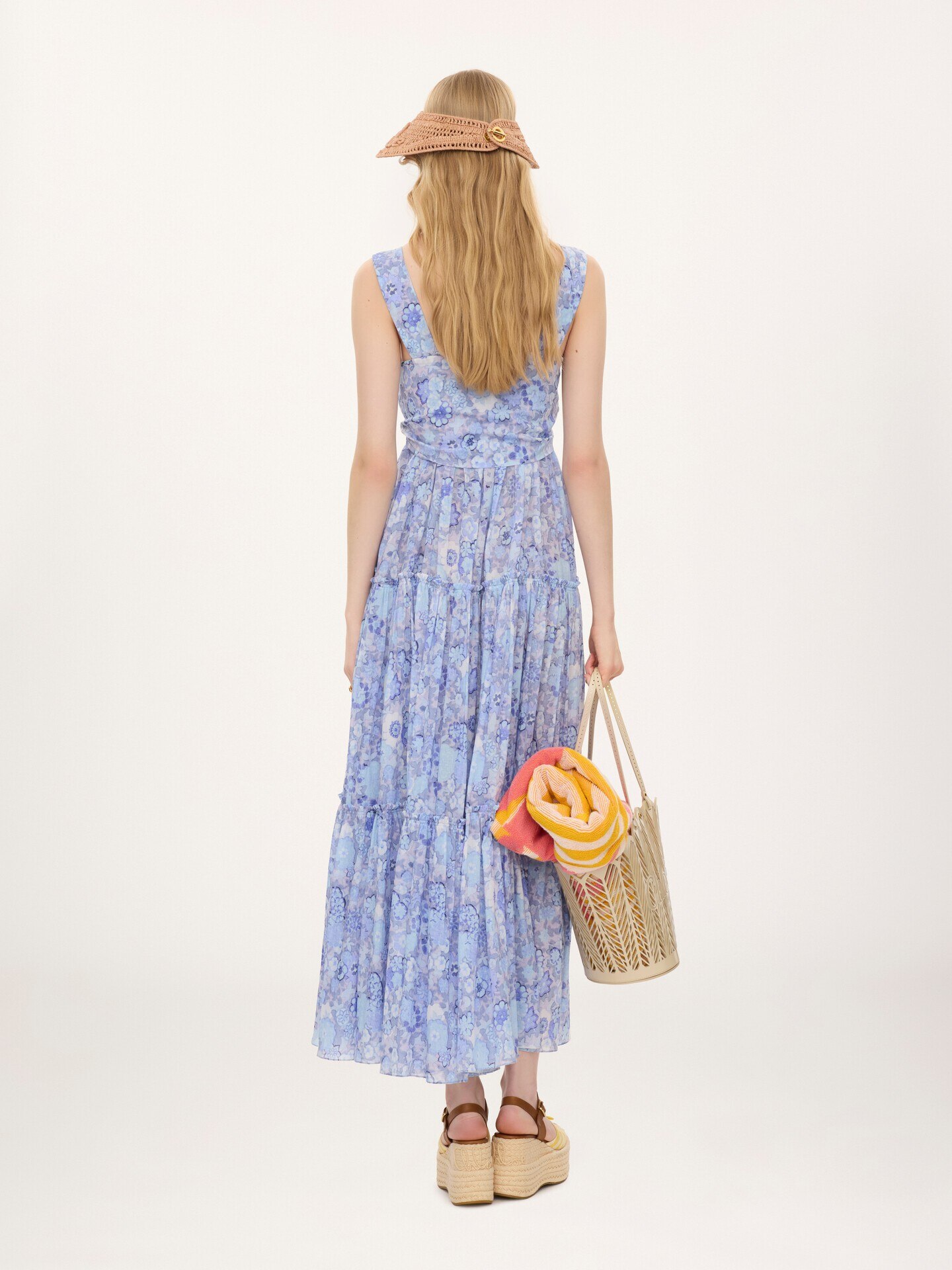 Tiered long dress in cotton voile - 4.0
