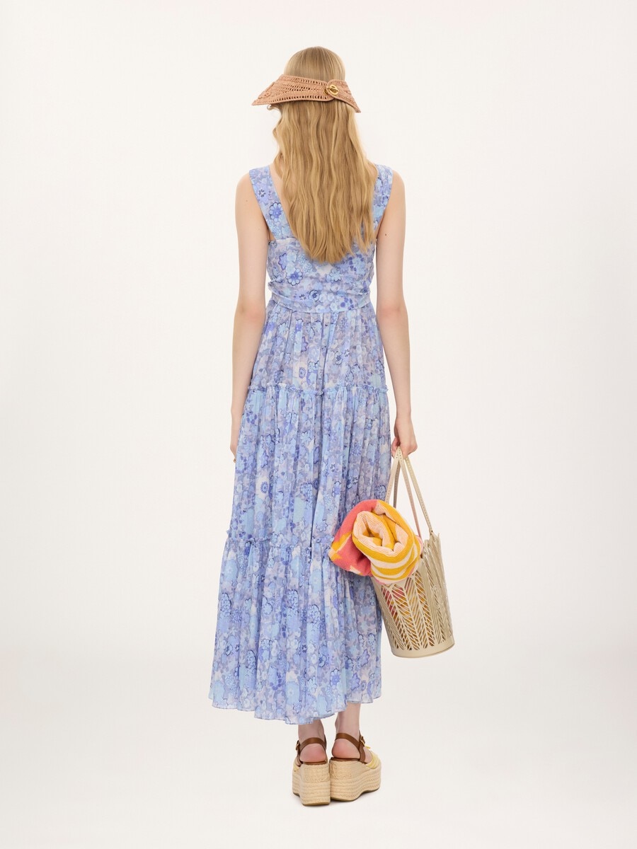 Tiered long dress in cotton voile - 4